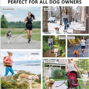 Alternative view of Hands Free Dog Leash Pet Walking And Training Belt With Shock Absorbing Bungee Leash For Up To 180lbs Large Dogs Phone Pocket And Water Bottle Holder