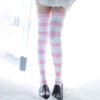 Striped Cat Footprints Socks Soft Girl Jk Over The Knee Stockings