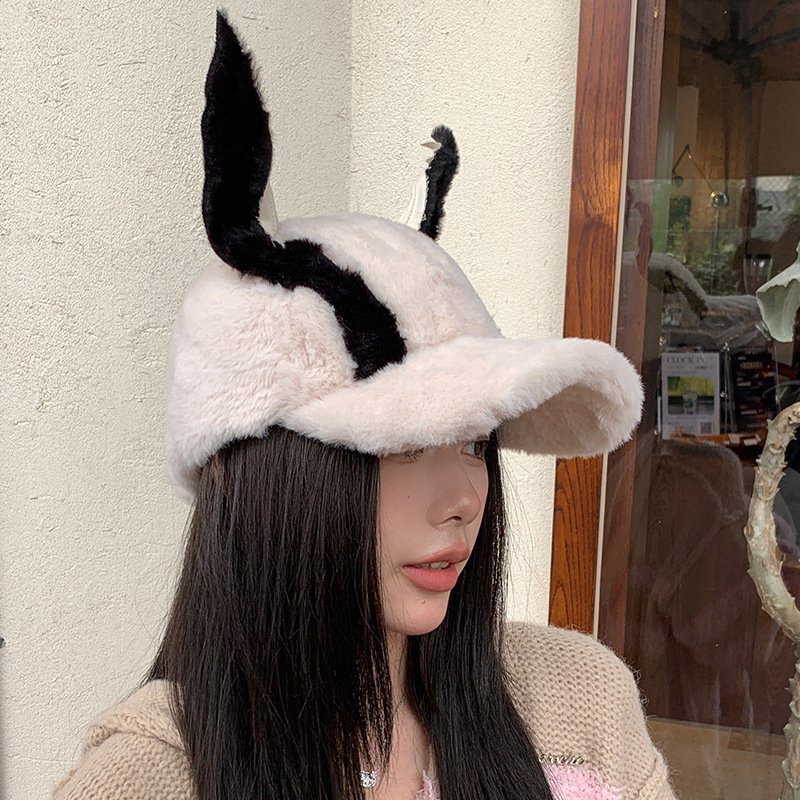 Cute Fallwinter Baseball Cap Doberman Pinscher Plush Dog Ear Hat - Image 7