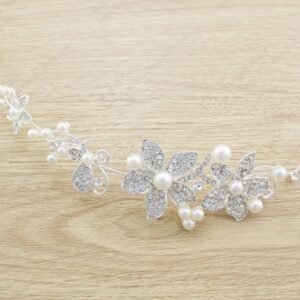 Alternative view of Butterfly Bridal Jewelry Set Chain Pearl Jewelry Three Piece Bridal Soft Chain Headdress Bridal Jewelry Set