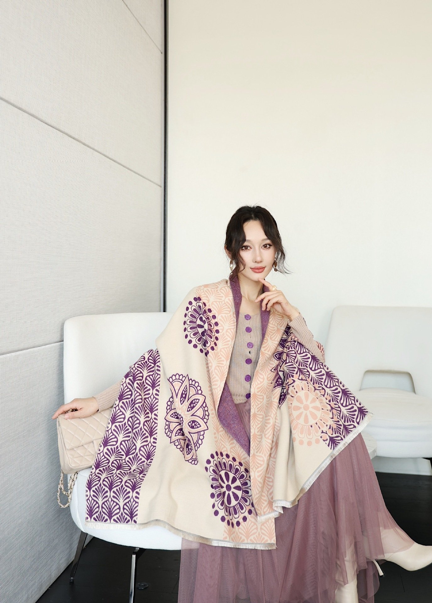 Autumn And Winter High Sense Office Shawl Dual-use Korean Style - Image 8