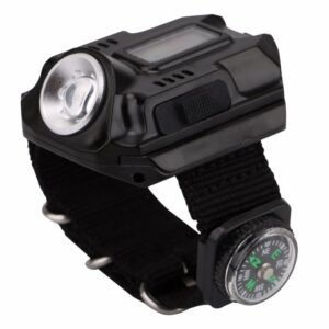 Alternative view of LED watch flashlight flashlight portable light USB charging 4 mode light tactical flashlight time display with compass