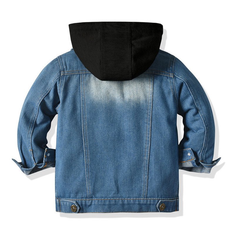 Children's Fake Two-piece Denim Jacket, Children's Hooded Fashion Casual Top - Image 5
