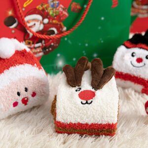 Alternative view of Child Christmas Socks Winter No-shedding Cute Elk Elk Santa Claus Snowman Sleeping Floor Coral Fleece Socks