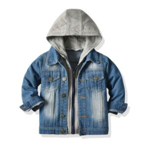 Alternative view of Children's Fake Two-piece Denim Jacket, Children's Hooded Fashion Casual Top