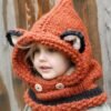 Children's wool knit hat hand-knitted warm earmuffs cape caps for men and women