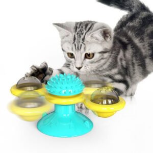 Alternative view of Cat Rotating Windmill Multi-Function Toys Itch Scratching Device Teeth Shining Toy