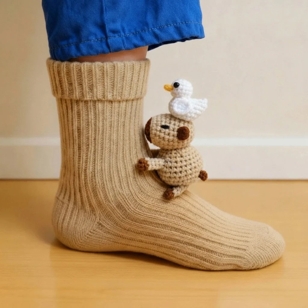Plush Crochet Animal Cute Animal Socks - Image 10