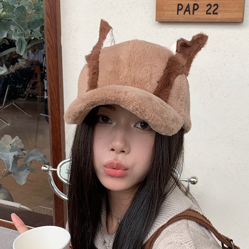 Cute Fallwinter Baseball Cap Doberman Pinscher Plush Dog Ear Hat - Image 8