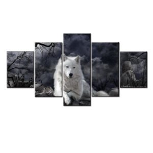 Alternative view of 5 Panel Animal Wolf Wall Art Canvas Painting Poster Home Decor