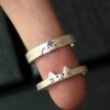 S925 Sterling Silver Kitten Puppy Couple Couple Rings