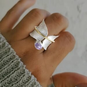 Ring Irregular Frosted Inlaid Watercolor Gem Ring