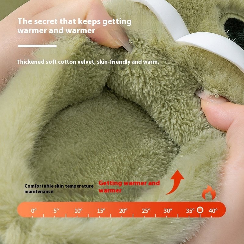 Female Warm Indoor Cartoon Big Eye Dog Cotton Slippers - Image 6