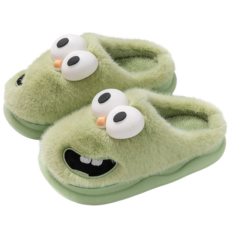 Female Warm Indoor Cartoon Big Eye Dog Cotton Slippers - Image 10