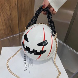 Alternative view of Halloween Cartoon Pumpkin Ball Handbags With Chain Personality Creative Funny Shoulder Bags For Kids Women