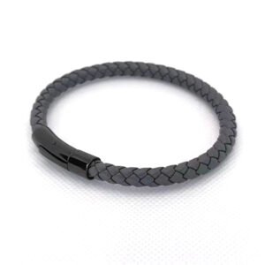 Alternative view of Titanium Steel Leather Braided Bracelets