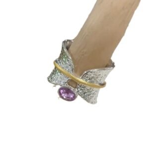 Alternative view of Ring Irregular Frosted Inlaid Watercolor Gem Ring