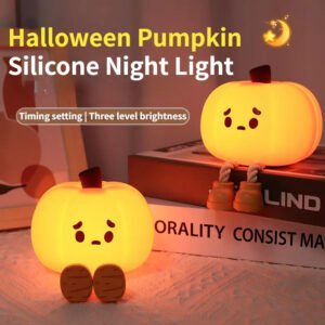 Home Decor Halloween Pumpkin Night Light Cute Soft Silicone Lamp Touch  Dimmable Rechargeable Bedside Decor Light, Halloween Decorations