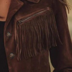 Alternative view of Women's Solid Color Fringe Suede-Look Jacket, Western Style Long Sleeve Button Front Coat For Fall & Winter