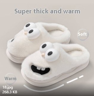 Female Warm Indoor Cartoon Big Eye Dog Cotton Slippers - Image 7
