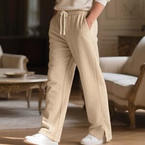 Alternative view of Loose Casual Jacquard Knit Straight-leg Men's Pants
