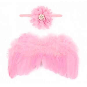 Alternative view of Baby Angel Wings Set Children's Photo Props Chiffon Flower Rhinestone Headband Feather Set