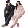 Plush Couple Pajamas Women's Winter Casual Zipper Hooded Outerwear Men's Homewear Suit