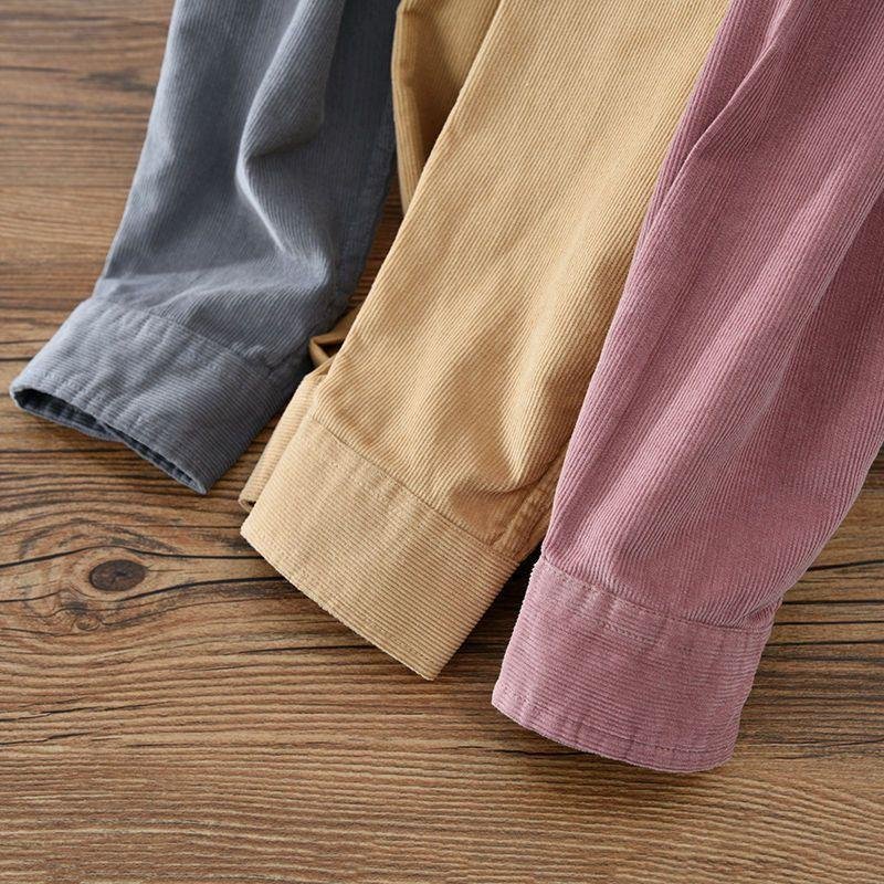 Japanese-style Corduroy Long-sleeve Men's Solid Color Corduroy Shirt For Spring And Autumn - Image 5