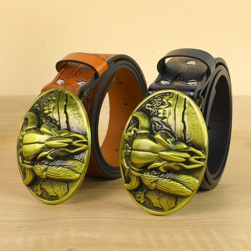 Belt Cow Head Buckle Men - Image 3