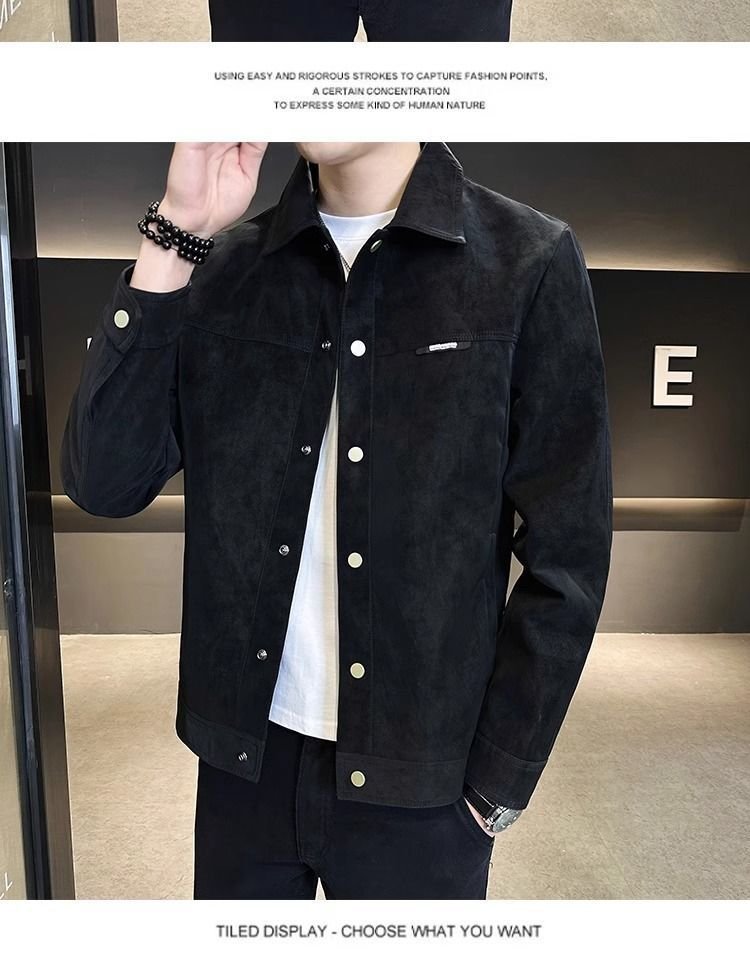 Suede Lapel Spring Men's Jacket - Image 5