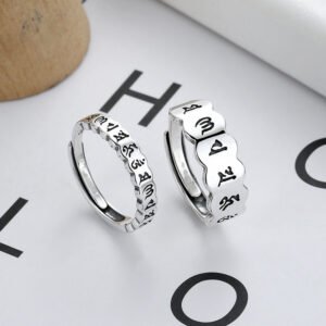 Alternative view of Sterling Silver Heart Sutra Rings For Men And Women