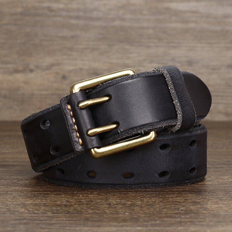 Men's Casual Retro Free Pin Punch First Layer Cowhide Lazy Belt - Image 3