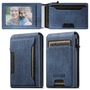 Alternative view of Men's Denim Grain Frosted Leather Card Box Wallet