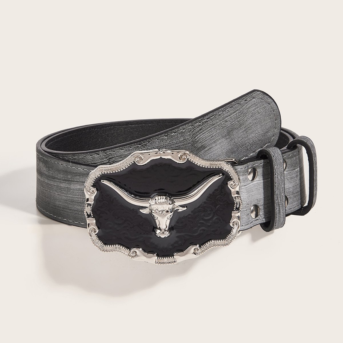 Retro Domineering Epoxy Cattle Head Buckle Women's Casual Men's Jeans Strap Personality Belt - Image 5
