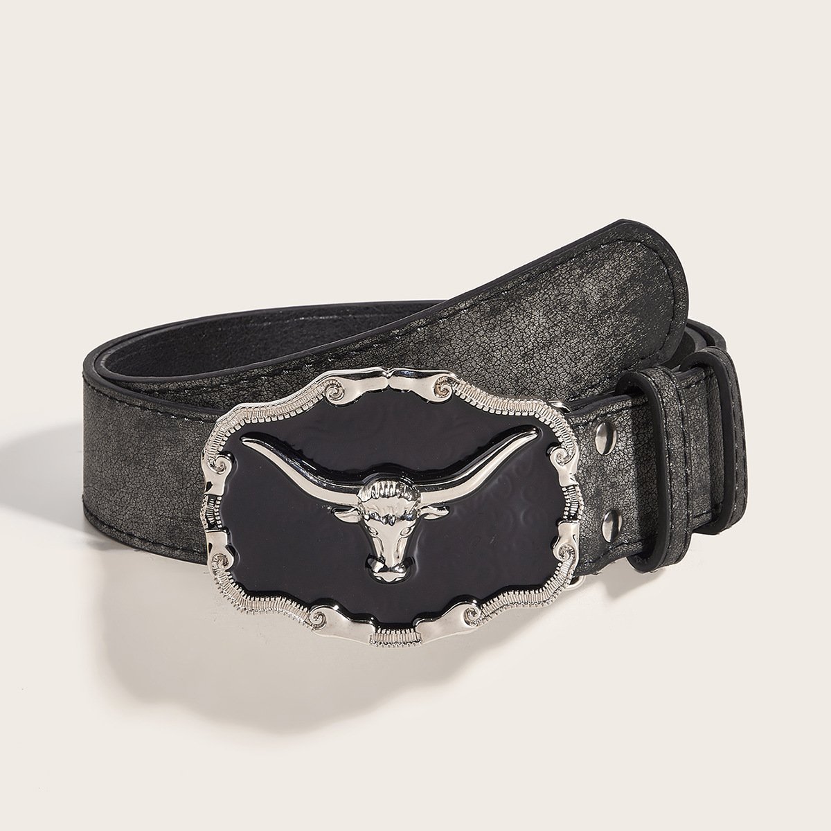 Retro Domineering Epoxy Cattle Head Buckle Women's Casual Men's Jeans Strap Personality Belt - Image 6