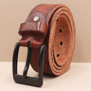 Alternative view of Korean Style Personality Top Layer Leather Pin Buckle Black Buttons Men's Leather Belt