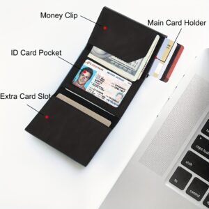 Alternative view of Men's Wallet With Airtag Card Slot, RFID Anti-theft Credit Card Smart Pop-up Tri-fold Wallet