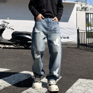 Autumn American Trendy Brand Slightly Loose Straight-leg Jeans For Men