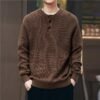 Vintage-style, Relaxed-fit, Thickened Vertical-striped Winterwear Pullover Sweater