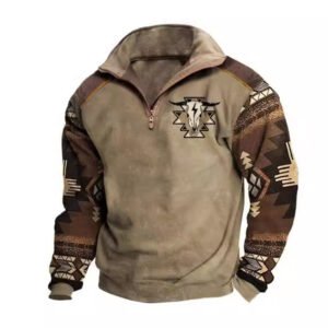 Alternative view of Digital Print Stand Collar Men's Street Zip-up Hoodie