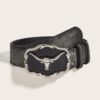 Retro Domineering Epoxy Cattle Head Buckle Women's Casual Men's Jeans Strap Personality Belt