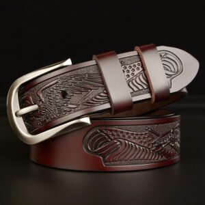 Alternative view of Men's Cut Cowhide Carved Belt