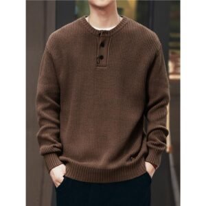 Alternative view of Vintage-style, Relaxed-fit, Thickened Vertical-striped Winterwear Pullover Sweater
