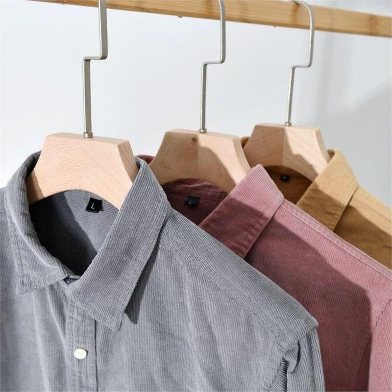 Japanese-style Corduroy Long-sleeve Men's Solid Color Corduroy Shirt For Spring And Autumn - Image 3