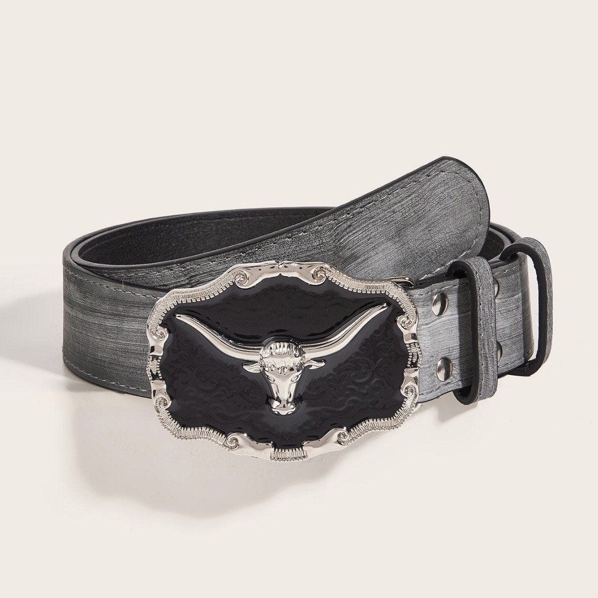 Retro Domineering Epoxy Cattle Head Buckle Women's Casual Men's Jeans Strap Personality Belt - Image 3