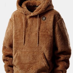 Alternative view of Solid-color Vintage Hooded Sweatshirt Winter Loungewear Arctic Fleece Top