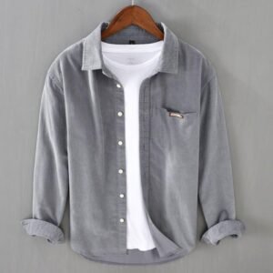 Alternative view of Japanese-style Corduroy Long-sleeve Men's Solid Color Corduroy Shirt For Spring And Autumn